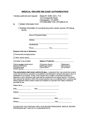Medical Record Release Authorization