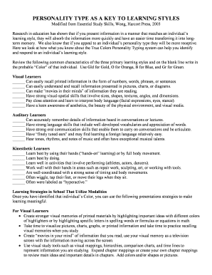 Learning Styles Guide by Personality Type