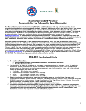 Missouri Community Service Scholarship Nomination