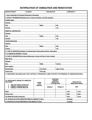 Notification of Demolition and Renovation