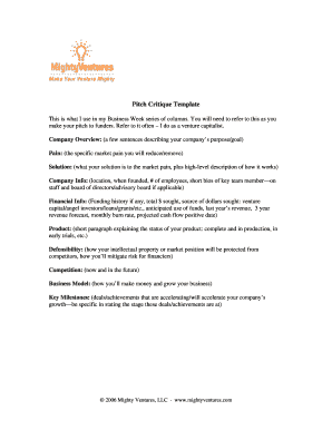 Pitch Critique Template