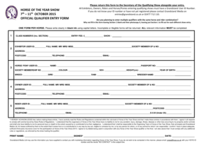 Horse of the Year Show Qualifier Entry Form
