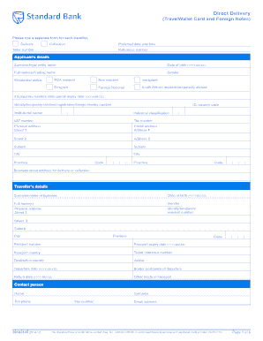 Standard Bank Foreign Exchange Delivery Form
