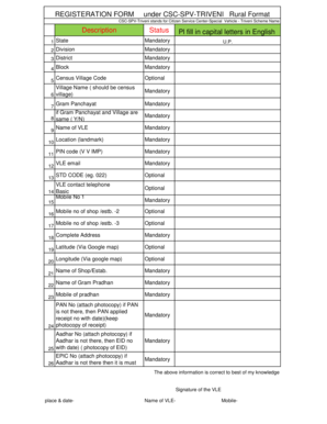 CSC-SPV-Triveni Rural Registration Form