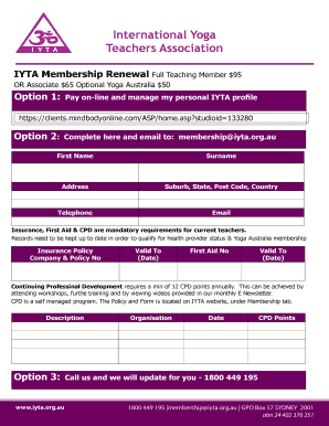 IYTA Membership Renewal Form