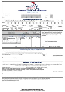 Demande de licence - cheerleading