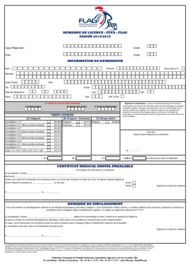 Demande de licence de football américain