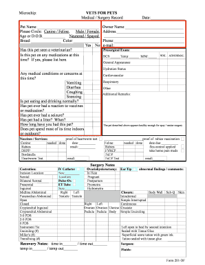 VETS FOR PETS Medical Surgery Record