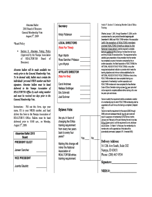 REALTOR Code of Ethics Training Absentee Ballot
