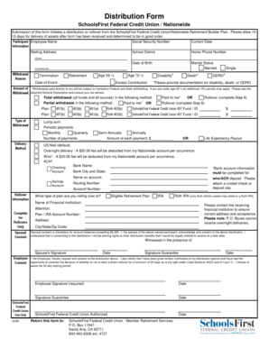 SchoolsFirst Federal Credit Union Retirement Distribution Form