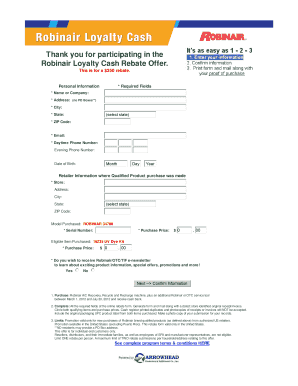 Robinair Loyalty Cash Rebate Form