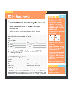 OTC Shop Press Promotion Rebate Form