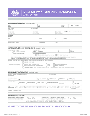 Re-Entry Campus Transfer Application