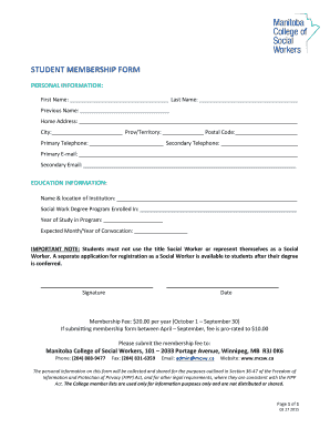 Student Membership Form