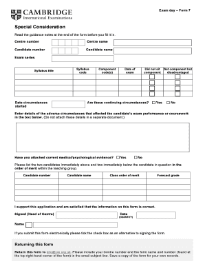 Special Consideration Form 7