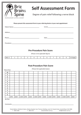 Medical Pain Relief Assessment Form