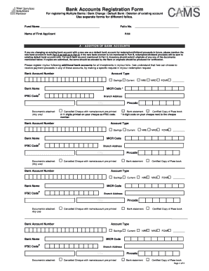 Bank Accounts Registration Form