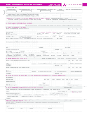Axis Mutual Fund Application Form