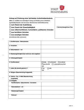 Antrag auf Erteilung einer befristeten Aufenthaltserlaubnis