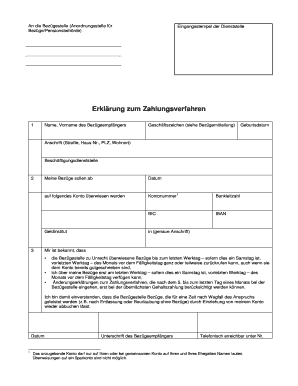 Erklärung zum Zahlungsverfahren