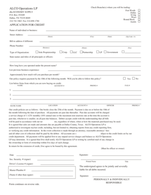 ALCO Operations LP Credit Application