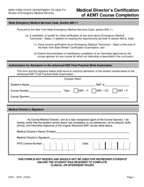 New York Advanced EMT Certification Form