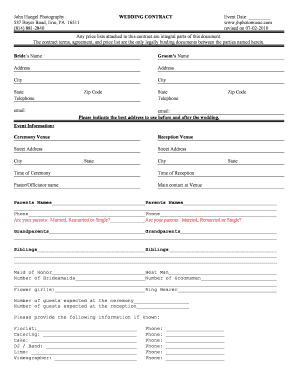 Wedding Photography Contract