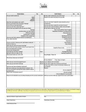 Dental Health History Form