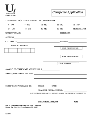 Certificate Application Form