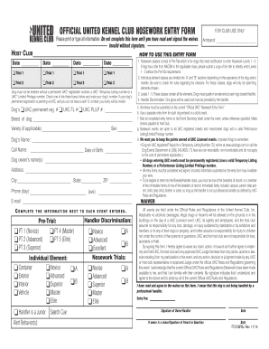 United Kennel Club Nosework Entry Form