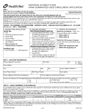 HIPAA Guaranteed Issue Enrollment Application
