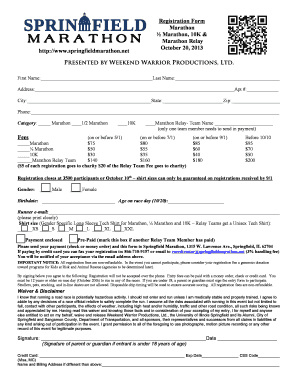 Springfield Marathon Registration Form