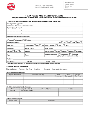 Singapore PME Workshop Enrollment Form