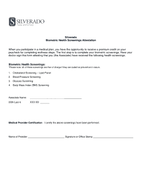 Biometric Health Screenings Attestation Form
