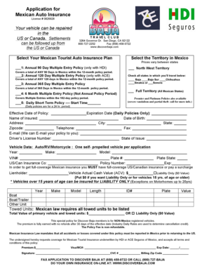 Mexican Auto Insurance Application