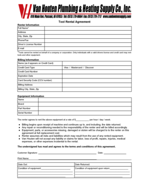 Tool Rental Agreement
