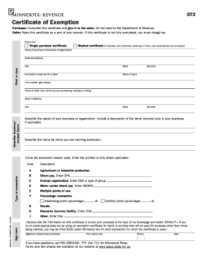 Minnesota Certificate of Exemption