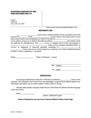 California Mechanic's Lien Form