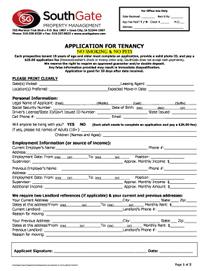 Application for Tenancy