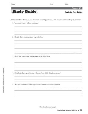 Vegetarian Food Choices Study Guide