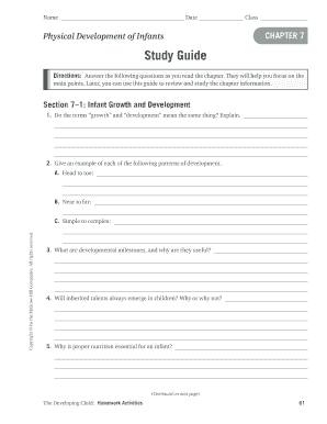Physical Development of Infants Study Guide