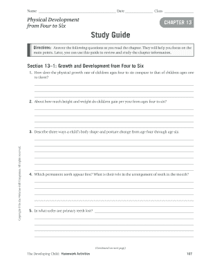 Physical Development Study Guide
