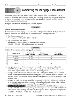 Mortgage Loan Calculation Worksheets