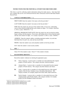 Individual Student Record Form