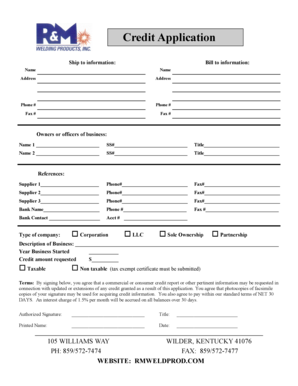Business Credit Application Form