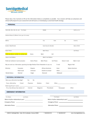 Personal Health Information Form