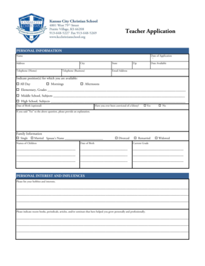 Teacher Application Form