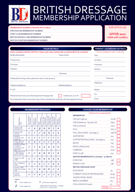 British Dressage Membership Application