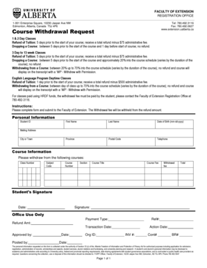 Course Withdrawal Request Form