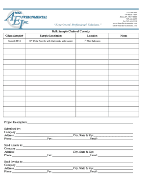 Bulk Sample Chain of Custody Form